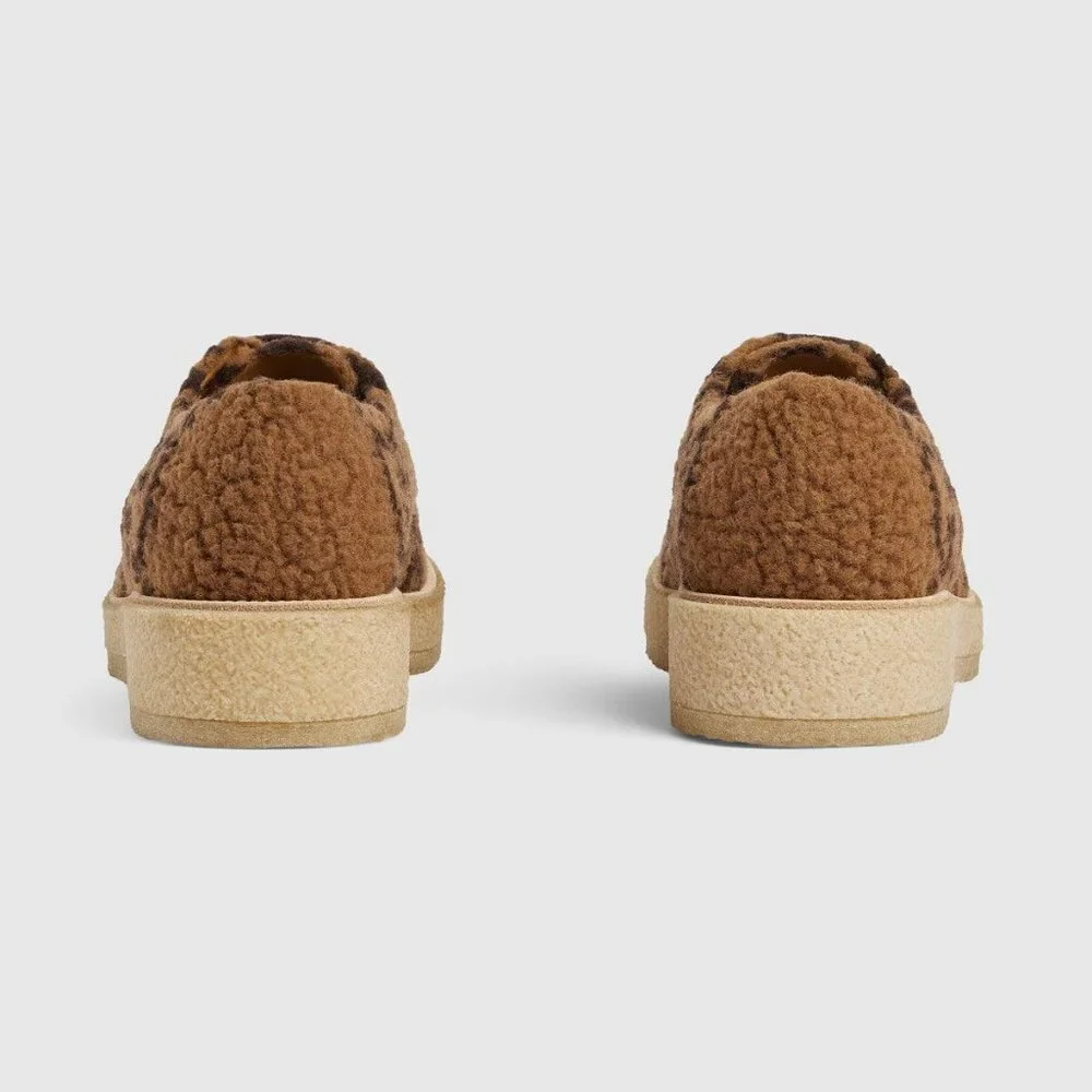 Gucci Hooper Men's Brown Lace up Knit Fur GG shoe, Sz. Gucci 9, , 719712